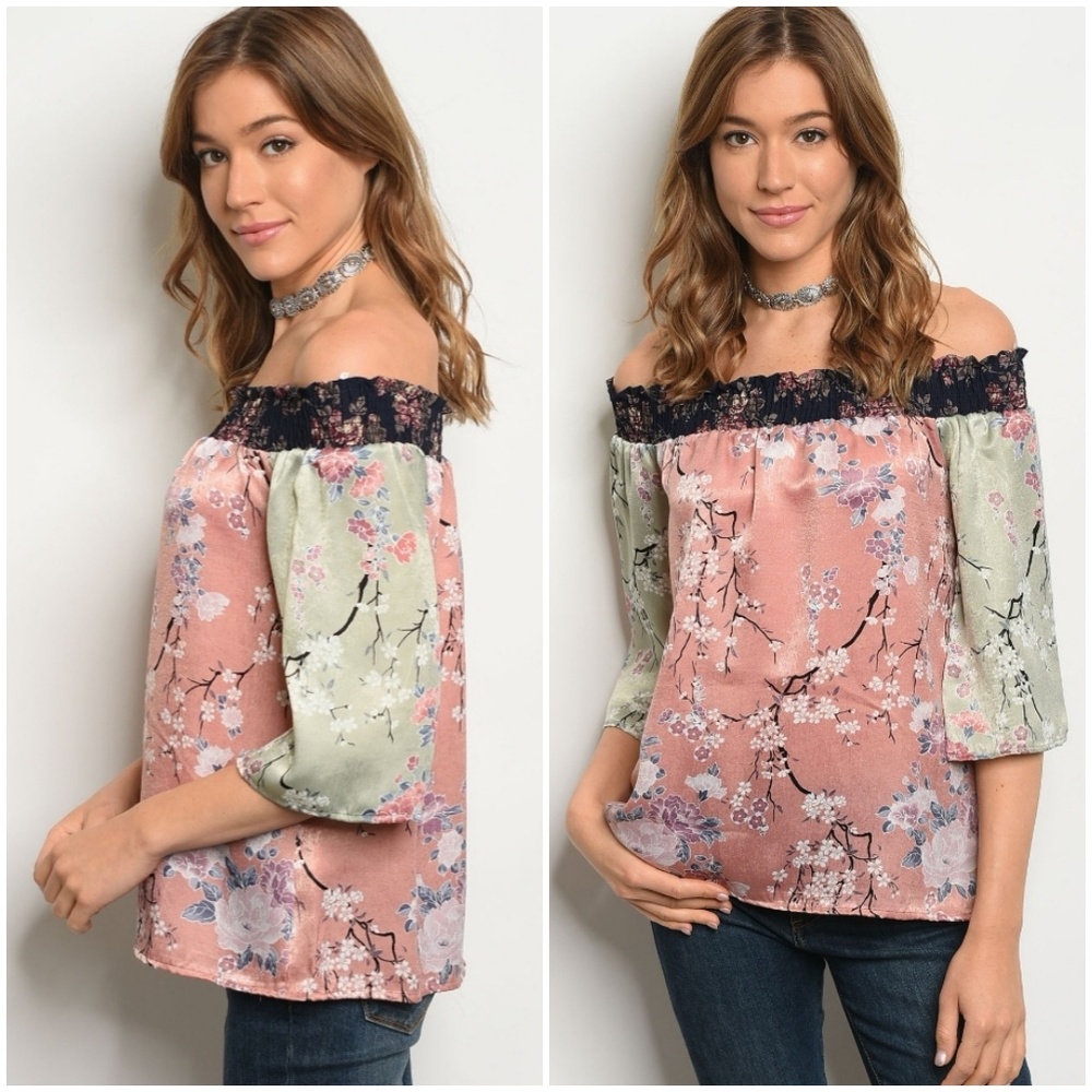 💖Blush Rose Off The Shoulder Floral Top - Picture 2 of 3